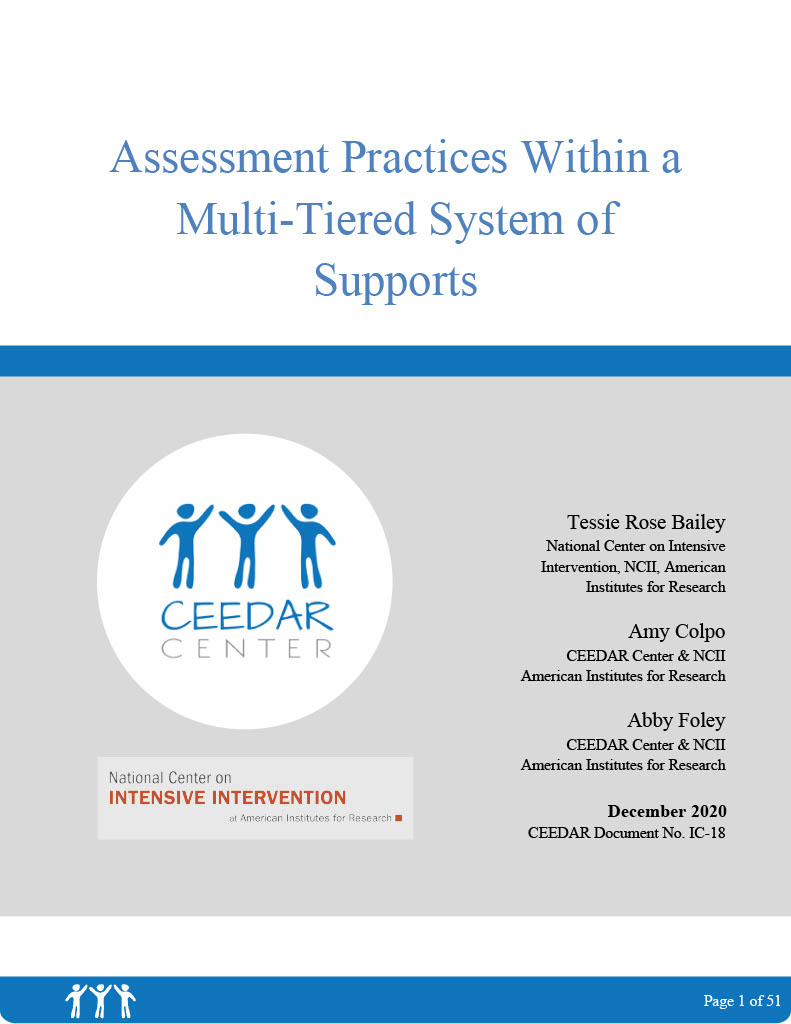 cover of MTSS assessment IC