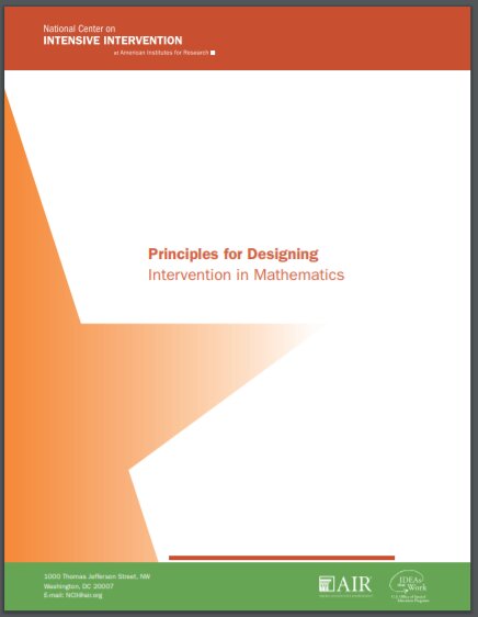 cover of principles for desinigng interveniton in mathematics